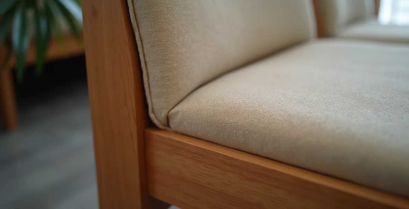 Banco de comedor pegado a la pared en espacio estrecho mostrando el ahorro de espacio